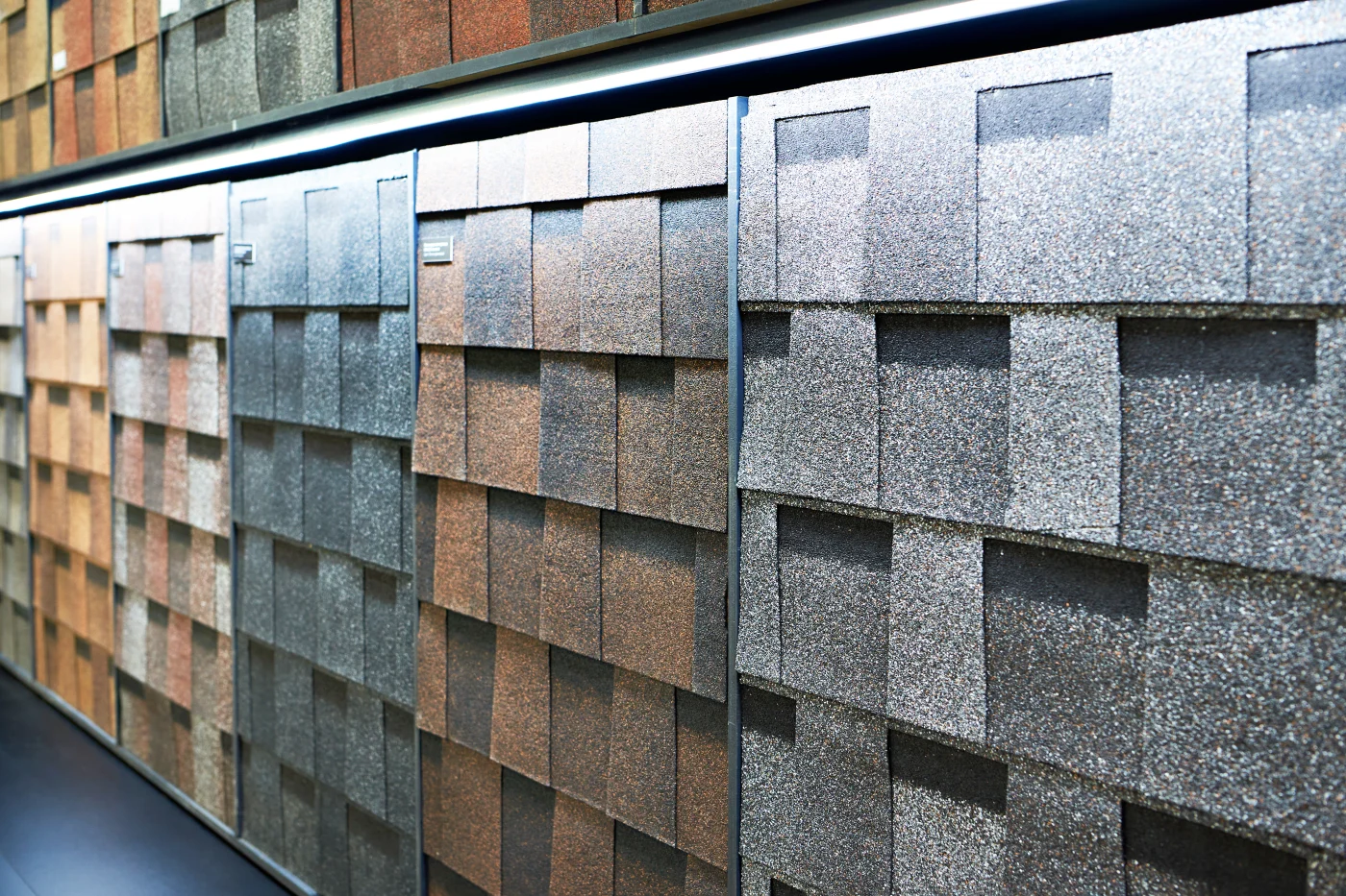 Roof tiles on display in store