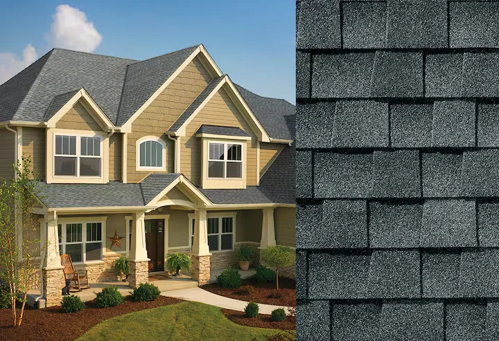 GAF roof with a zoom-in of the shingle type