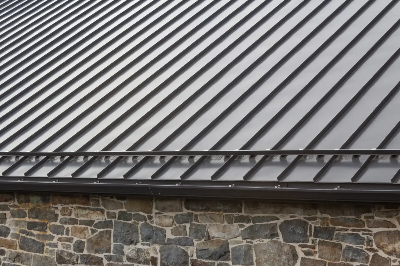 An expansive standing seam metal roof.