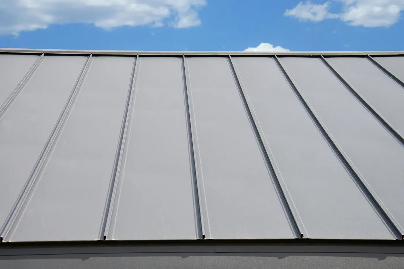 Close-up of a standing seam metal roof.